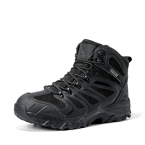 NORTIV 8 Men's Ankle High Waterproof Hiking Boots Outdoor Lightweight Shoes Trekking Trails Armadillo,Size 10.5,ALL BLACK,160448_M