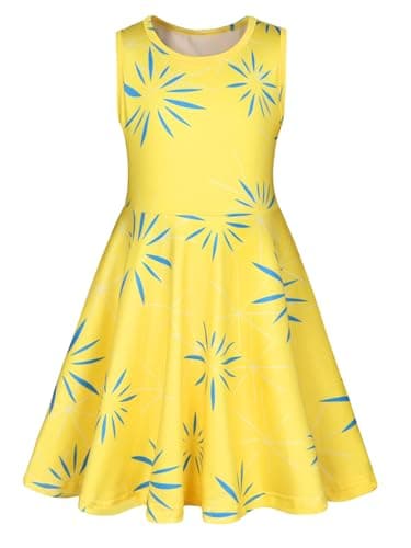 HenzWorld Little Girls Disgust Princess Dress Halloween Costumes for Kids Princess Joy Princess Dress Birthday Party Cosplay Outfits Sleeveless Kids Midi Skirt Casual Playwear Yellow Size 7-8 Years