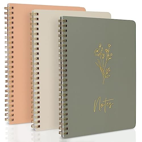 ZICOTO Aesthetic Spiral Notebook Set of 3 For Women - Cute College Ruled 8x6 Journal/Notebook with Large Pockets And Lined Pages - Perfect Supplies to Stay Organized at Work or School