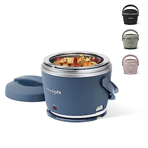 Crock-Pot 20-Ounce Electric Lunch Box, Portable Food Warmer, Faded Blue, Perfect for Travel, Car, On-the-Go, Keeps Food Warm, Spill-Free, Dishwasher-Safe, Ideal Gift for Men and Women