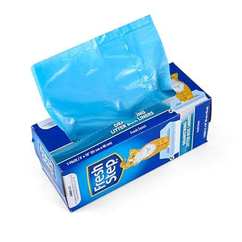 Fresh Step Drawstring Cat Litter Box Liners, Fresh Scent - Kitty Litter Bags for Rectangle or Oval Large Litterboxes, Size Jumbo, 36" x 19" - 7 Count