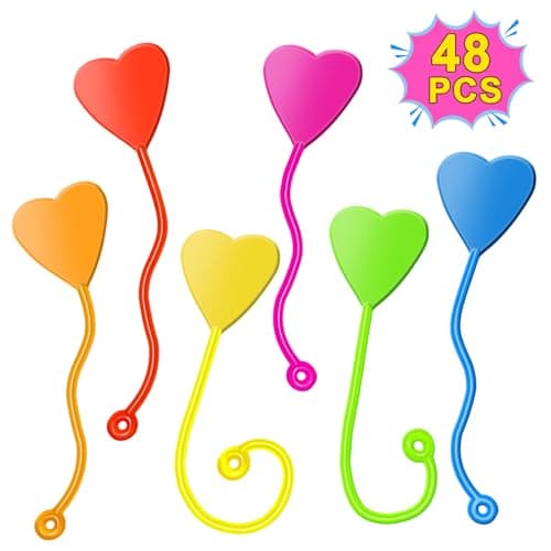 Valentines Sticky Hands Bulk 48PCS Valentines Day Gifts for Kids Classroom Prizes Valentines Party Favors for Kids Stretchy Heart Sticky Hand Toy Valentines Day Goodie Bag Stuffers Kid Party Supplies