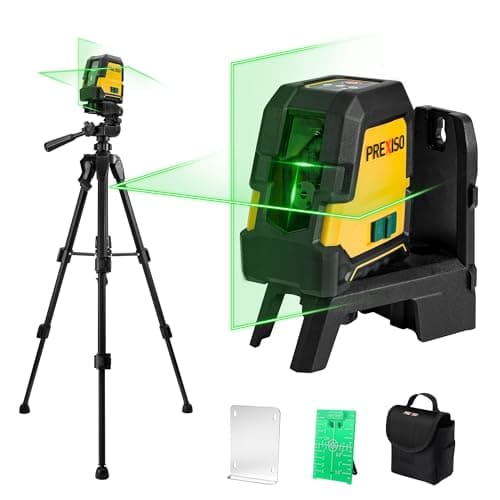 PREXISO Laser Level with Tripod - 100Ft Rechargeable Dual Modules Line Laser, Self Leveling Wide Angle Cross Leveler Tool for Construction, Floor Tile Renovation with Magnetic Base, Target Plate, Bag
