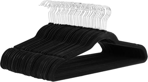 Amazon Basics Slim Velvet, Non-Slip Suit Clothes Hangers, Pack of 30, Black