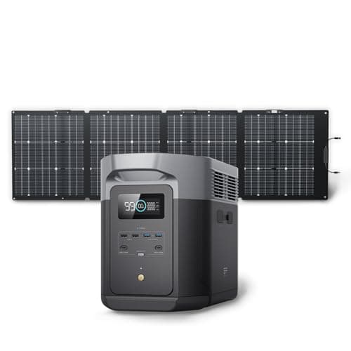 EF ECOFLOW Solar Generator DELTA 2 Max 2048Wh with 220W Solar Panel, LiFePO4 Battery Portable Power Station, Up to 3400W AC Output, AC + Solar Fast Dual Charging 0-100% in 1 Hr For Outdoor Camping RV