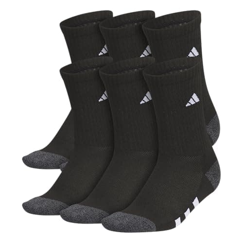 adidas Unisex Kids Crew Socks for Boys and Girls Youth (6-Pack) Athletic Cushioned and Comfortable, Tall Mid-Calf