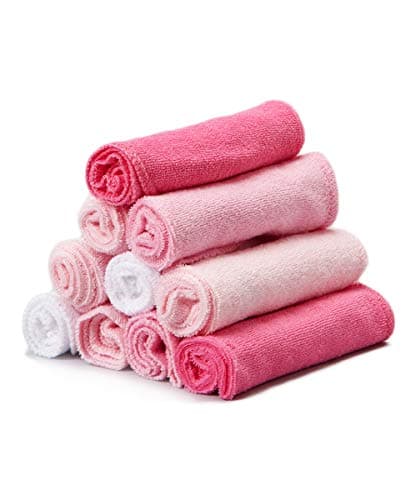 Spasilk Baby Washcloth Wipes Set for Newborn Boys and Girls, Soft Terry, Pack of 10, Pink