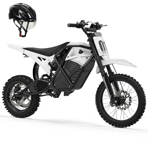 ESKUTE Electric Dirt Bike for Teens Adults, Mid-Drive Motor 3500W Peak, Electric Motorcycle 48V23Ah Battery, Hydraulic Disc Brake，53Mile,38mph, Hydraulic Nitrogen Dual Shock Absorbers,White