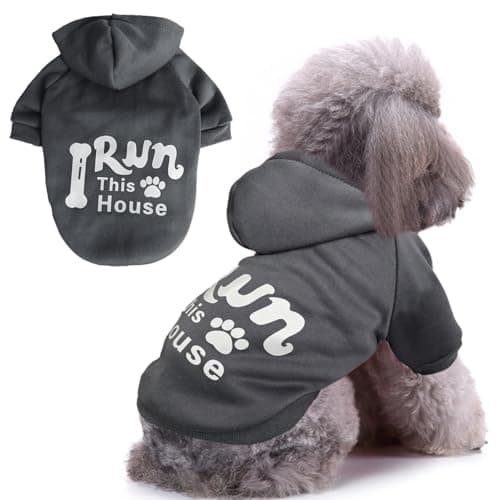 Jecikelon Winter Printed Dog Hoodies Sweatshirts Warm Clothes for Small Dogs Chihuahua Coat Puppy Clothing Cat Custume (Gray, Medium)