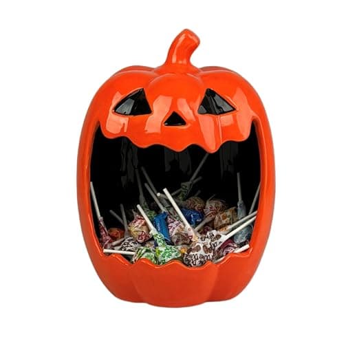 10 Strawberry Street Jack O' Lantern Candy Dish, 6.5" x 10", Orange/Black