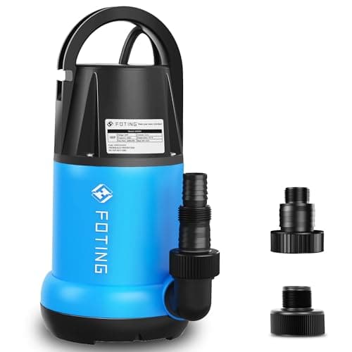 FOTING Sump Pump 1HP Clean/Dirty Submersible Water Pump, 4600GPH Utility Pump Thermoplastic Electric Portable Transfer Water Pump for Swimming Pool Garden Pond Basement with 10ft Long Power Cord