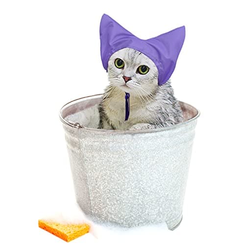 2 Pack Cat Shower Caps Waterproof Bath Cap for Washing Bathing Raining Cats Ears Cover Guard Prevent Moisture and Water