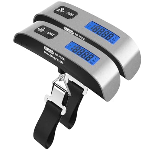 Luggage Scale 2 Pack Dr.Meter Travel Essentials Backlight LCD Display 110lb/50kg Luggage Weight Scale Portable Handheld Scale with Rubber Paint, Temperature Sensor, Battery Included
