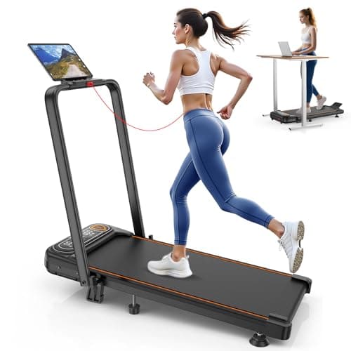 Foldable Treadmill with 12% Incline, Upgrade 3.5HP Low Noise Walking Pad Treadmill with Handle Bar, Trisomy 4 in 1 Portable Under Desk Treadmills for Home/Office, 350Lbs Capacity, APP & Remote Control