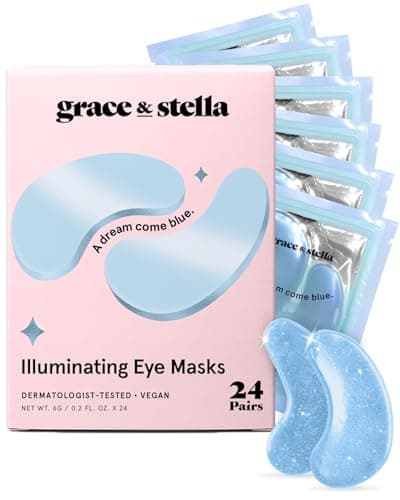 grace & stella Award Winning Under Eye Mask Reduce Dark Circles, Puffy Eyes, Undereye Bags, Wrinkles, Gel Under Eye Patches, Birthday Gifts for Women - Vegan - Thanksgiving Gifts (24 Pairs, Blue)