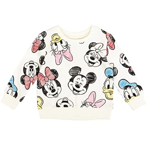 Disney Mickey Mouse Donald Duck Daisy Duck Toddler Girls French Terry Fashion Pullover Sweatshirt White 4T