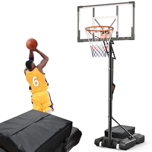 Basketball Hoop Outdoor 10 FT Height Adjustable Basketball Goals Systems Portable with 44" Backboard and Wheels for Youth Adults Kids - Backyard, Driveway, Indoor Play