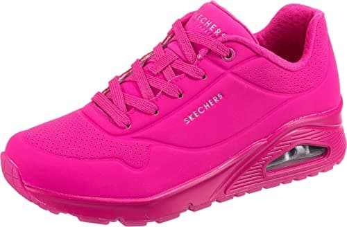 Skechers womens Skecher Street Women's Uno - Night Shades Sneaker, Pink Hot Pink Durabuck Htpk, 8 US