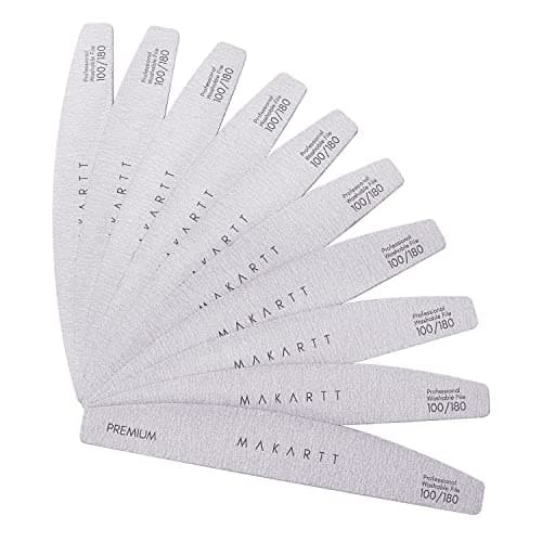 Makartt Nail File: Professional Nail Files, 100/180 Grit Emery Boards for Nails, 10 Pcs Zebra Doubled Sides Coarse Fingernail Filer for Acrylic and Extension Gel Removal Manicure Kit Salon Home Use