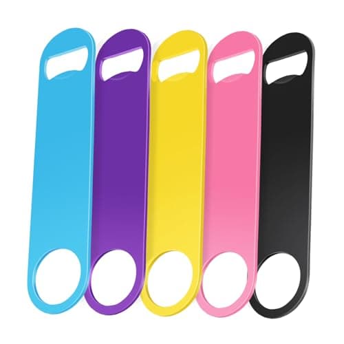 WEGAZ-5 Pack 7 Inch Large Colorful Stainless Steel Flat Bar Bottle Opener