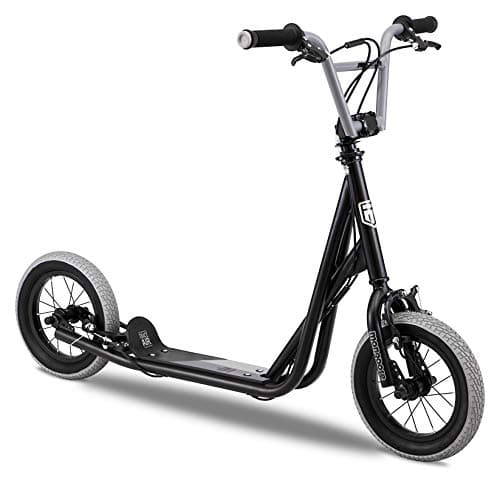 Mongoose Trace Air Non-Electric Scooter for Youth Boys Girls Age 8+ Year Old, Max Weight 220 lbs., 12-Inch Air Tires, BMX-Style Handlebar, Wide Foot Deck, Black