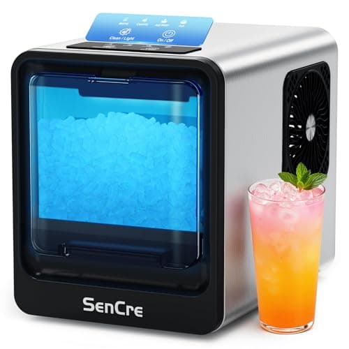SenCre Nugget Ice Maker Countertop with Auto Water Refill, 42lbs/Day Stainless Steel Ice Machine with Pull-Out Drawer ＆ One-Click Self-Cleaning, Portable Ice Makers for Home/Kitchen/Office