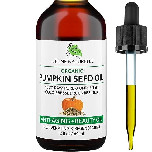 Jeune Naturelle Pumpkin Seed Oil Organic, 100% Pure RAW Cold Pressed Undiluted For Anti Aging Wrinkle Repair Hair Growth, Fast Absorbing, Travel Size, Non-Comedogenic Organic Pumpkin Seed Oil