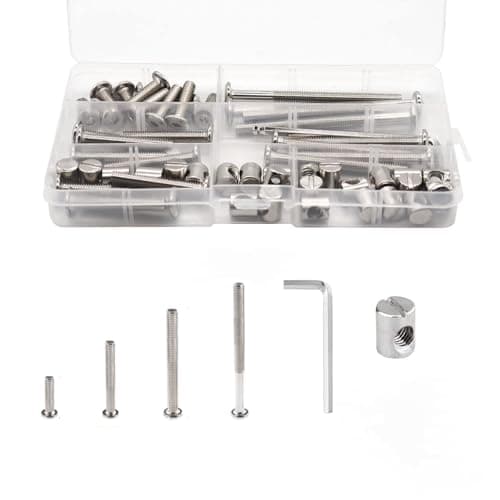 Crib Screw Kit M6x40/50/60/70/80 mm Furniture Bolts Barrel Nuts Assortment for Bunk Beds, Cribs, Baby Furniture Repair (16set)