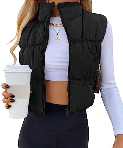 SySea Women's Crop Puffer Vest Winter Zip Up Lightweight Sleeveless Warm Outerwear Padded Coat