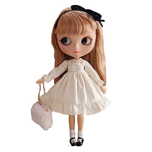 XiDonDon Doll Clothing Fashion Dress for Blyth,Ob24,Licca,Azone BJD Doll Clothes Toys Accessories Gifts (Apricot)(Only Clothes)