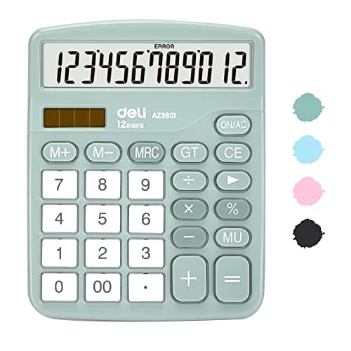 Best Standard Function Calculators #9 from deli Calculator, Deli Standard Function Desktop Calculators with 12 Digit Large LCD Display and Sensitive Button, Solar Battery Dual Power Office Calculator, Green