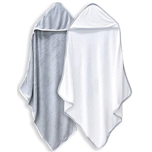 BAMBOO QUEEN 2 Pack Baby Bath Towel - Rayon Made from Bamboo, Ultra Soft Hooded Towels for Babies,Toddler,Infant - Newborn Essential -Perfect Baby Registry Gifts for Boy Girl