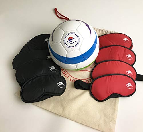 Handi Life Sport 10 Polyester Blind Sport Masks and Rainbow Soccer Ball | 5-a-Side Football for The Blind (B1) Set | Official Paralympic IBSA Specifications for Size and Weight | Adaptive Sports