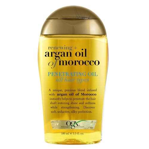 OGX Renewing + Argan Oil of Morocco Penetrating Hair Oil Treatment, Moisturizing & Strengthening Silky Oil for All Hair Types, Paraben-Free, Sulfated-Surfactants Free, 3.3 fl oz