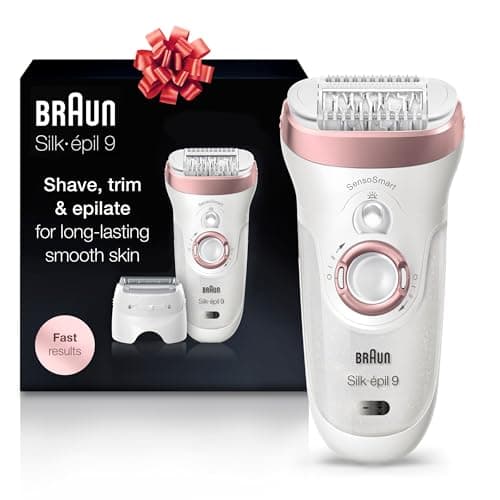 Braun Epilator Silk-épil 9 9-720, Hair Removal Device, Epilator for Women, Wet/Dry, Waterproof, 3-in-1 Epilate, Shave, or Trim, Salon-Like Smooth Skin, Womens Shaver & Trimmer, Cordless, Rechargeable