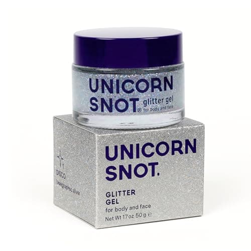 UNICORN SNOT Holographic Face Glitter & Body Glitter Gel | Holiday Glitter Makeup: Stocking Stuffers & Christmas Gift | Hair Glitter, Vegan & Cruelty Free, 1.7 oz Silver Glitter (Disco)