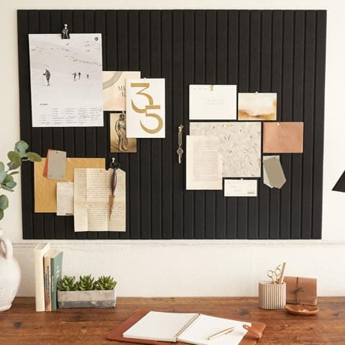 Large Felt Bulletin Board - Stylish Perfectly Sized 35" x 47" Cork Board Alternative for Office & Wall Decor – 12 Customizable Adhesive Tiles w/Golden Pins are Perfect to Display Your Photos