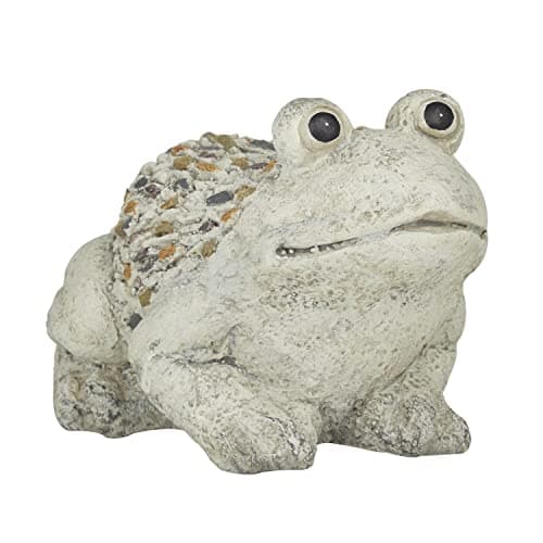 Deco 79 Polystone Frog Decorative Garden Sculpture Indoor Outdoor Garden Statue, Outdoor Sculpture 12" x 8" x 8", Light Gray