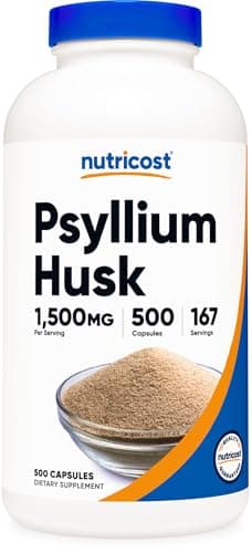 Nutricost Psyllium Husk 1500mg Per Serving, 500 Capsules - Non-GMO & Gluten Free