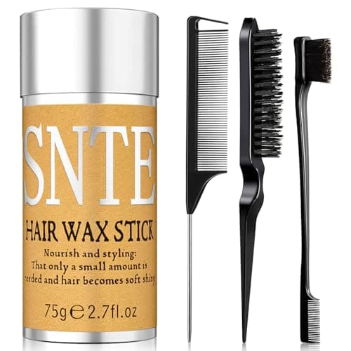 Slick Back Hair Brush & Hair Wax Stick Set - Frizz Control & Flyaway Smoothing - Sleek Ponytails, Buns, Edges - Styling Cream/Gel/Balm/Pomade Stick for Women - Styling Accessories for Girls & Kids