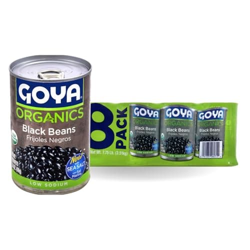Goya Organic Black Beans, Low Sodium with Sea Salt, 15.5 Ounce (Pack of 8)