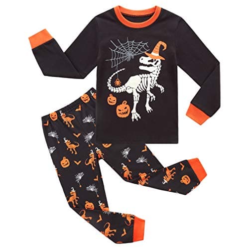 RKOIAN Little Boys Halloween Pajamas Sets Glow in The Dark Toddler Pjs Cotton Kids Sleepwear (8 Years, Halloween Dinosaur)