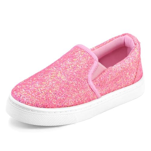 K KomForme Toddler Sneakers for Girls Boys Slip On Canvas Walking Shoes Pink