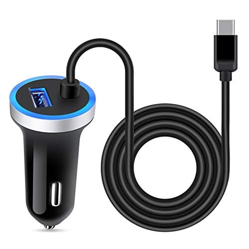 USB C Car Charger, 3.4A Fast Charging Car Adapter+3ft Type C Cable for Samsung Galaxy S25 S24 S23 S22 S21 S20 S10 Note 20 A10E A20 A50 A51 A71,LG Stylo 6/5/4 G7 V60 ThinQ Moto G8 G7 Google Pixel 4 3a