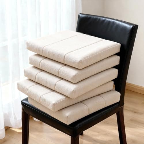 Funuojiaju Chair Cushions Set of 2, Dinning Chair Cushions, Kitchen Chair Cushion, Chair Pads for Dining Chairs, Removable Cover, Machine Washable, Non-Slip Bottom (18 x 18 x 1.8 inch)