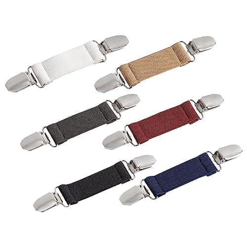 6 Pieces Dress Clips Back Cinch Set,5.5inch Scarf ,Sweater ,Clothes ,Shawl ,Retro Cardigan Collar ,Travel Hat ,Dress Shirt Brooch Clip for Women Girl Decor(Black, White, Grey, Beige,Sapphire Blue, Dark Red)