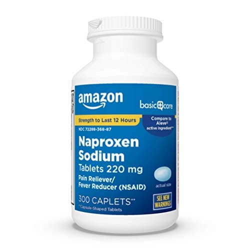 Amazon Basic Care Naproxen Sodium Tablets 220 mg, Pain Reliever/Fever Reducer (NSAID), Muscular Aches, Backache, Headache, Toothache, Minor Arthritis Pain Relief & More, 300 Count (Packaging may vary)