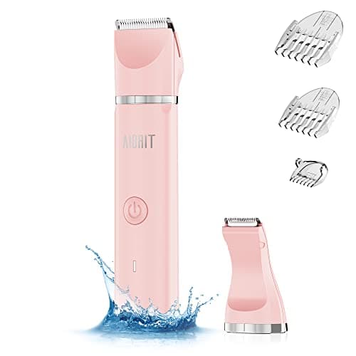 Electric Bikini Trimmer for Women - 2 in 1 Pubic Hair Trimmer Women Hair Removal Razor Body Shaver, Portable Hair Trimmer Women with 2 Trimmer Heads, IPX7 Waterproof (Pink-2)