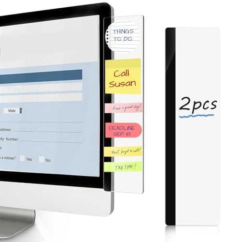 DOLLAR BOSS Monitor Memo Boards for Computers 2 Pcs Office Desk Accessories 11" x 3.1" Transparent Acrylic Monitor Side Panel Multifunction Message Board Screen Note Holder for Office Home Work Desk