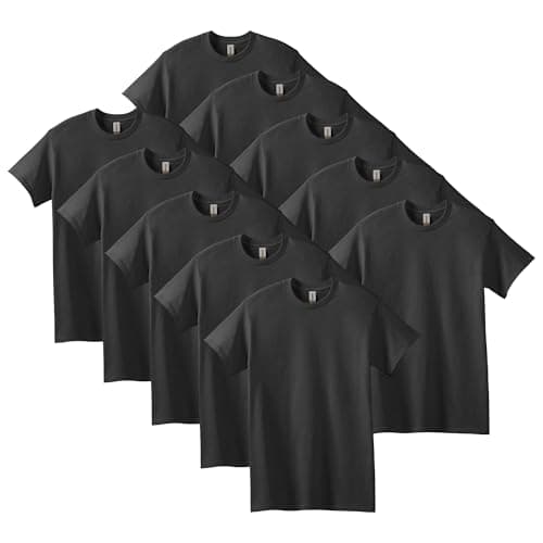 Gildan Unisex Adult Heavy Cotton T-Shirt, Style G5000, Multipack, Black (10-Pack), Large US